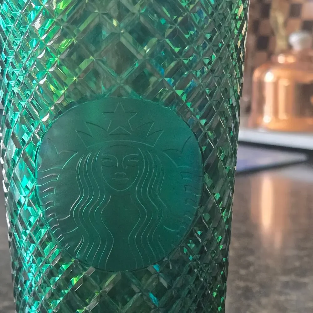 Starbucks Emerald Green Jeweled Studded Venti Tumbler 24 oz 2022 Cold Cup - Picture 3 of 5